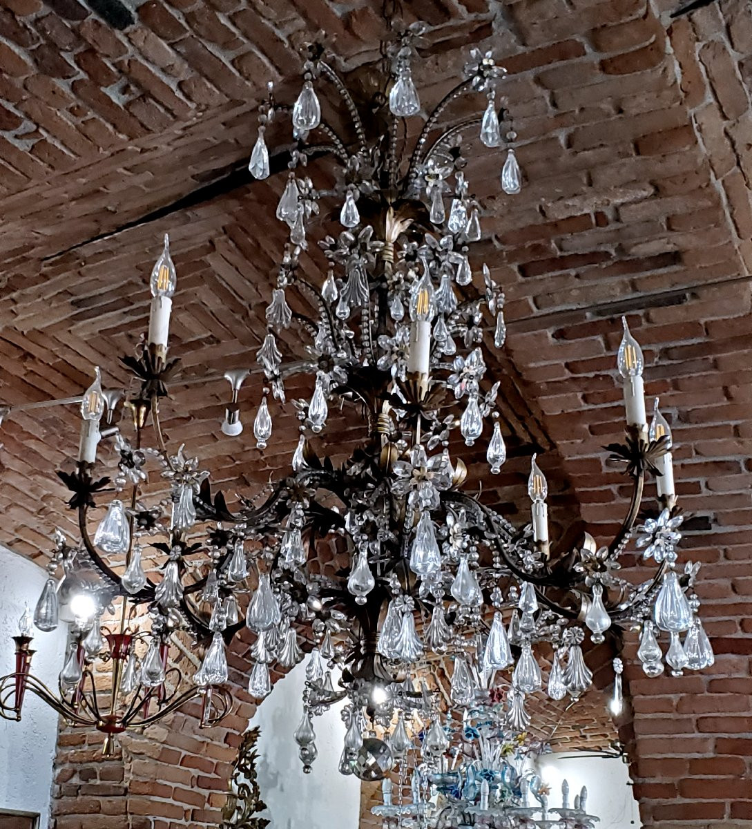  Antico Lampadario di manifattura Italiana seconda metà 1800 -photo-4
