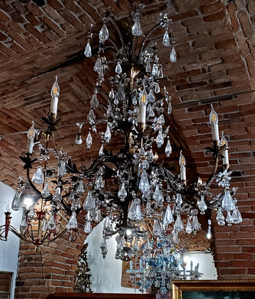  Antico Lampadario di manifattura Italiana seconda metà 1800 -photo-3