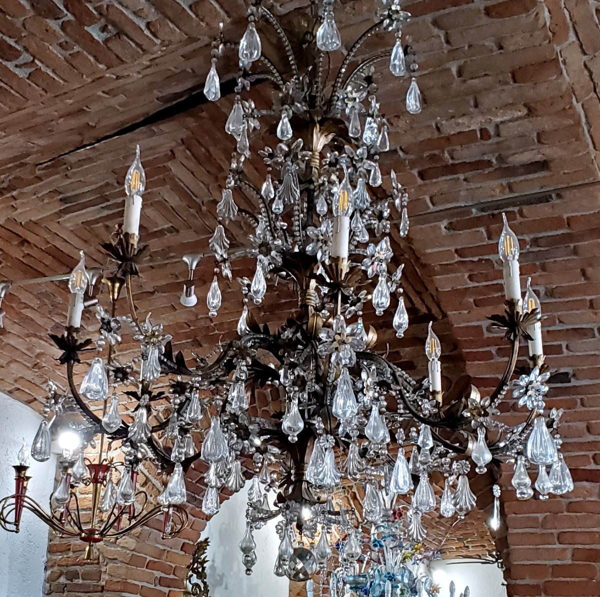  Antico Lampadario di manifattura Italiana seconda metà 1800 -photo-4