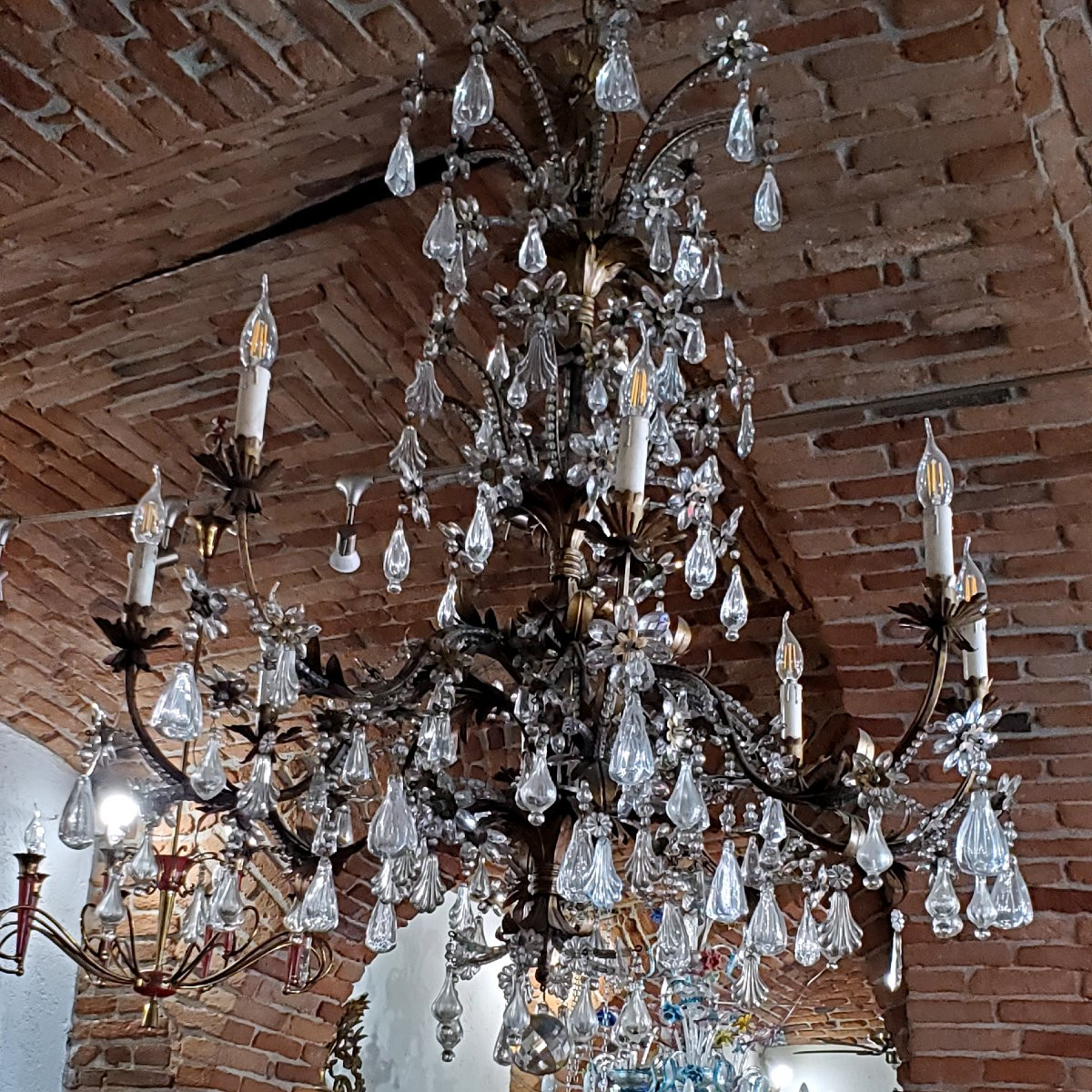  Antico Lampadario di manifattura Italiana seconda metà 1800 -photo-5