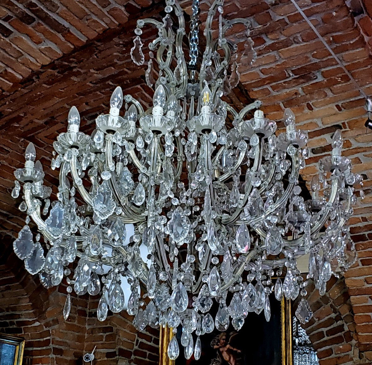 Antico Lampadario Maria Teresa , struttura in ferro rivestita in cristallo alto 150 cm -photo-3