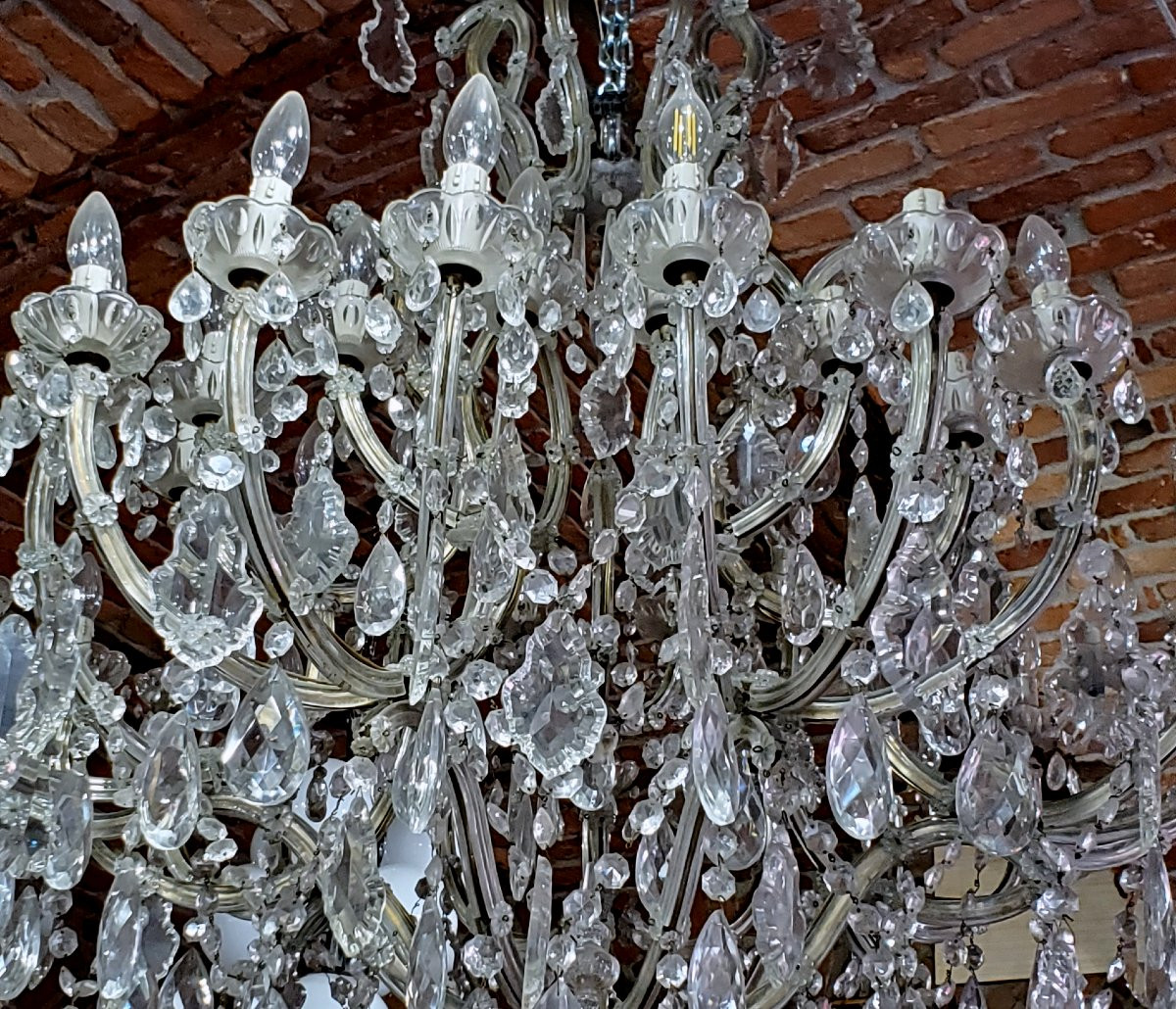Antico Lampadario Maria Teresa , struttura in ferro rivestita in cristallo alto 150 cm -photo-1