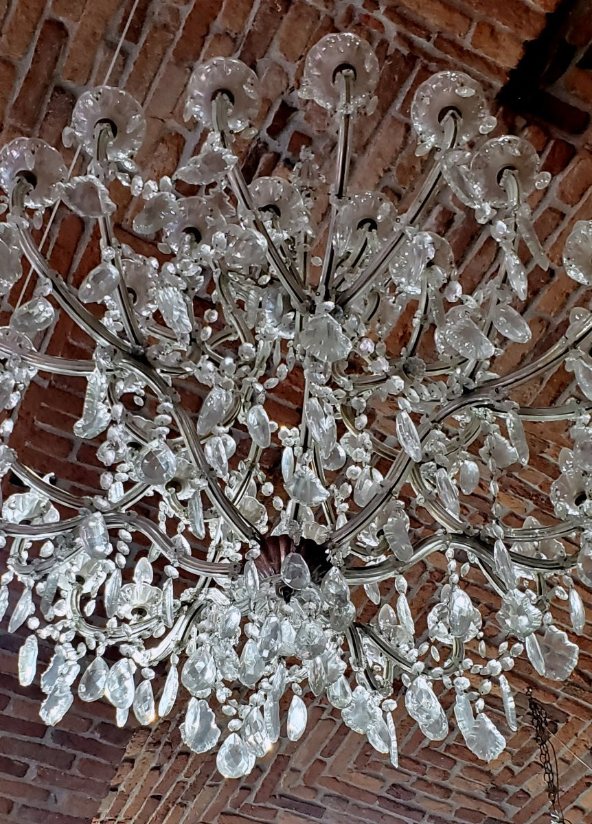Antico Lampadario Maria Teresa , struttura in ferro rivestita in cristallo alto 150 cm -photo-2