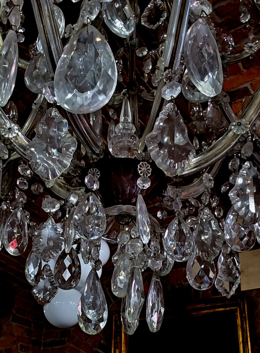 Antico Lampadario Maria Teresa , struttura in ferro rivestita in cristallo alto 150 cm -photo-3