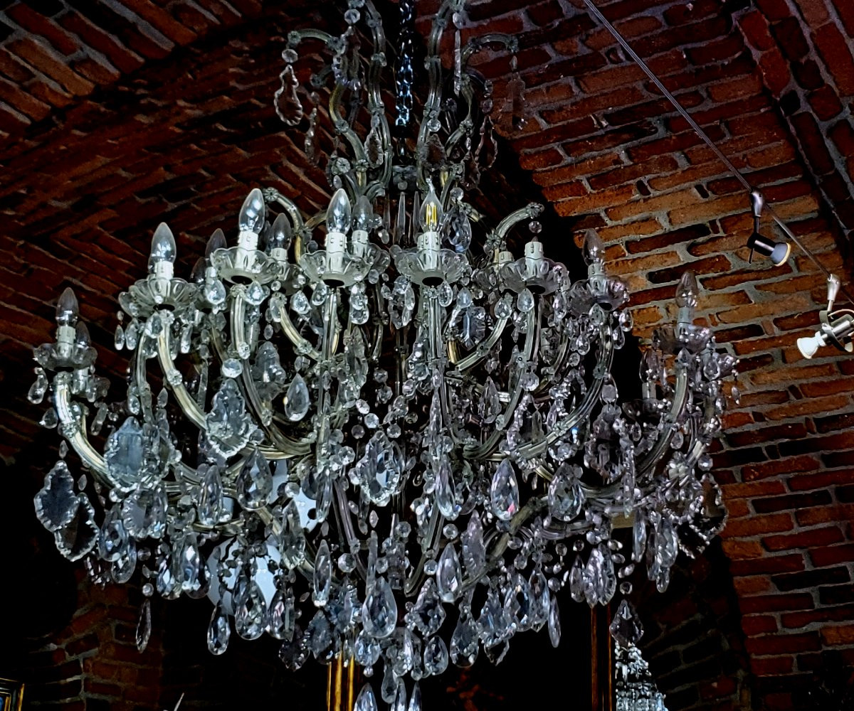 Antico Lampadario Maria Teresa , struttura in ferro rivestita in cristallo alto 150 cm -photo-5