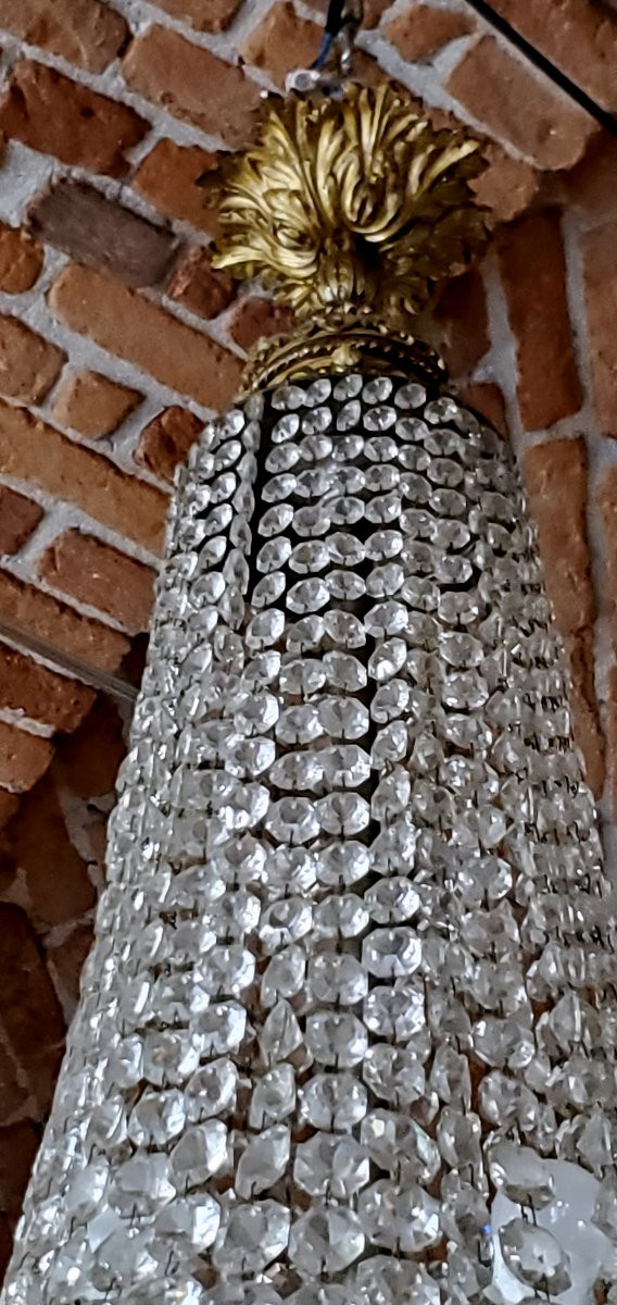 Lampadario Napoleone III in bronzo dorato e cristalli hauteur  120 cm  -photo-2