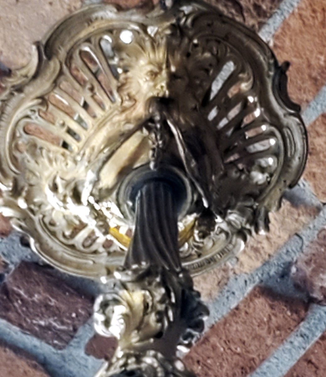 Antico Lampadario stile Barocco epoca seconda metà 1800 in bronzo dorato -photo-7