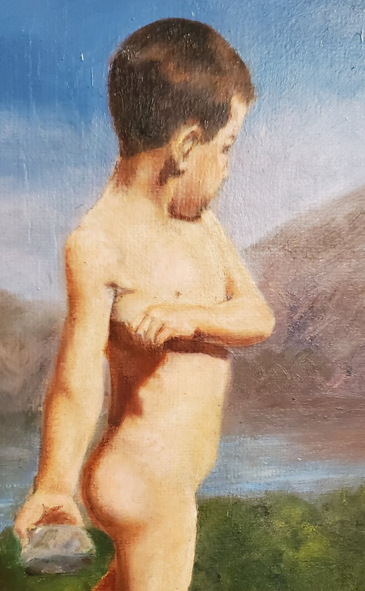 Dipinto originale a olio su cartoncino spesso  ,realizzato e firmato da G.Vittorina nel 1931.-photo-3