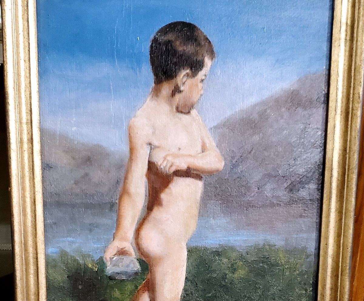 Dipinto originale a olio su cartoncino spesso  ,realizzato e firmato da G.Vittorina nel 1931.-photo-1