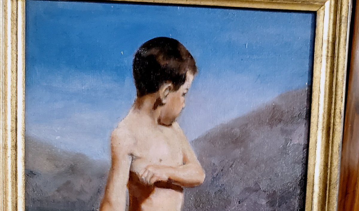 Dipinto originale a olio su cartoncino spesso  ,realizzato e firmato da G.Vittorina nel 1931.-photo-2