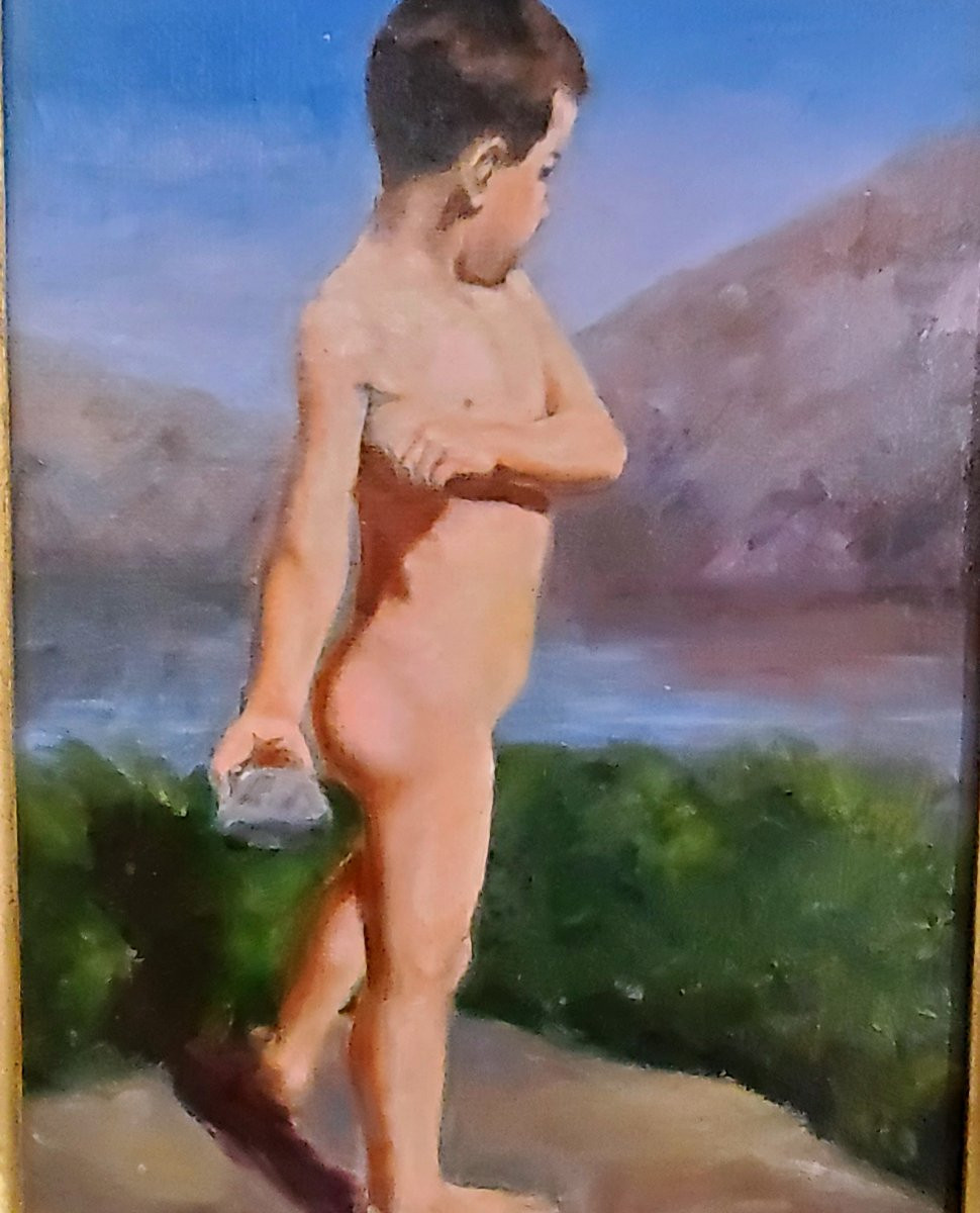 Dipinto originale a olio su cartoncino spesso  ,realizzato e firmato da G.Vittorina nel 1931.-photo-3
