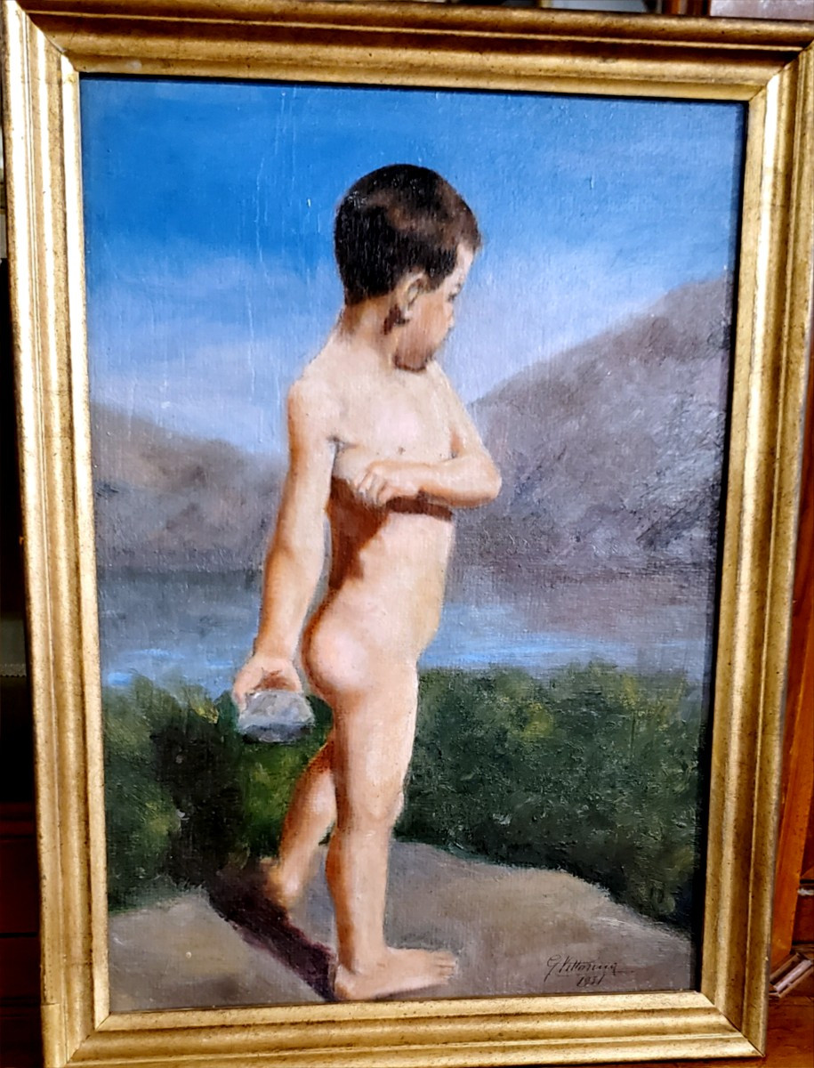 Dipinto originale a olio su cartoncino spesso  ,realizzato e firmato da G.Vittorina nel 1931.