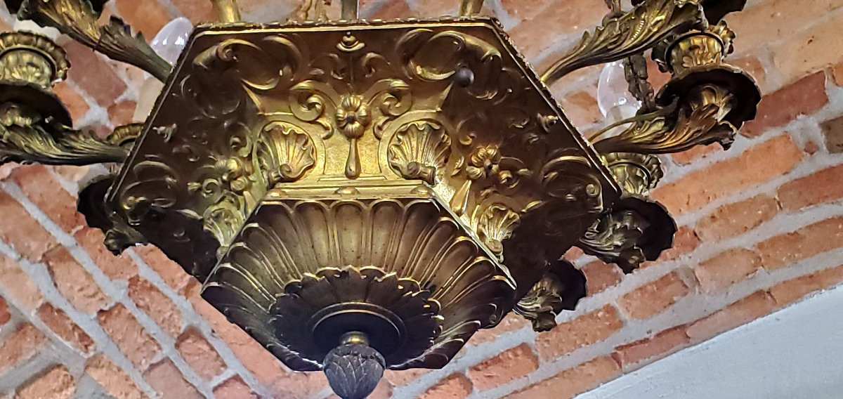 Lampadario in bronzo dorato Napoleone III ,a 13 luci -photo-2