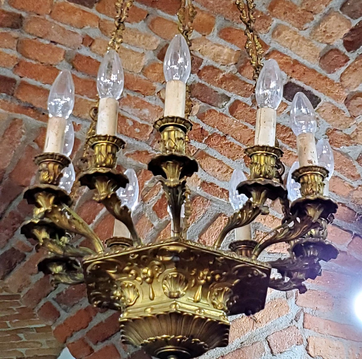 Lampadario in bronzo dorato Napoleone III ,a 13 luci -photo-4