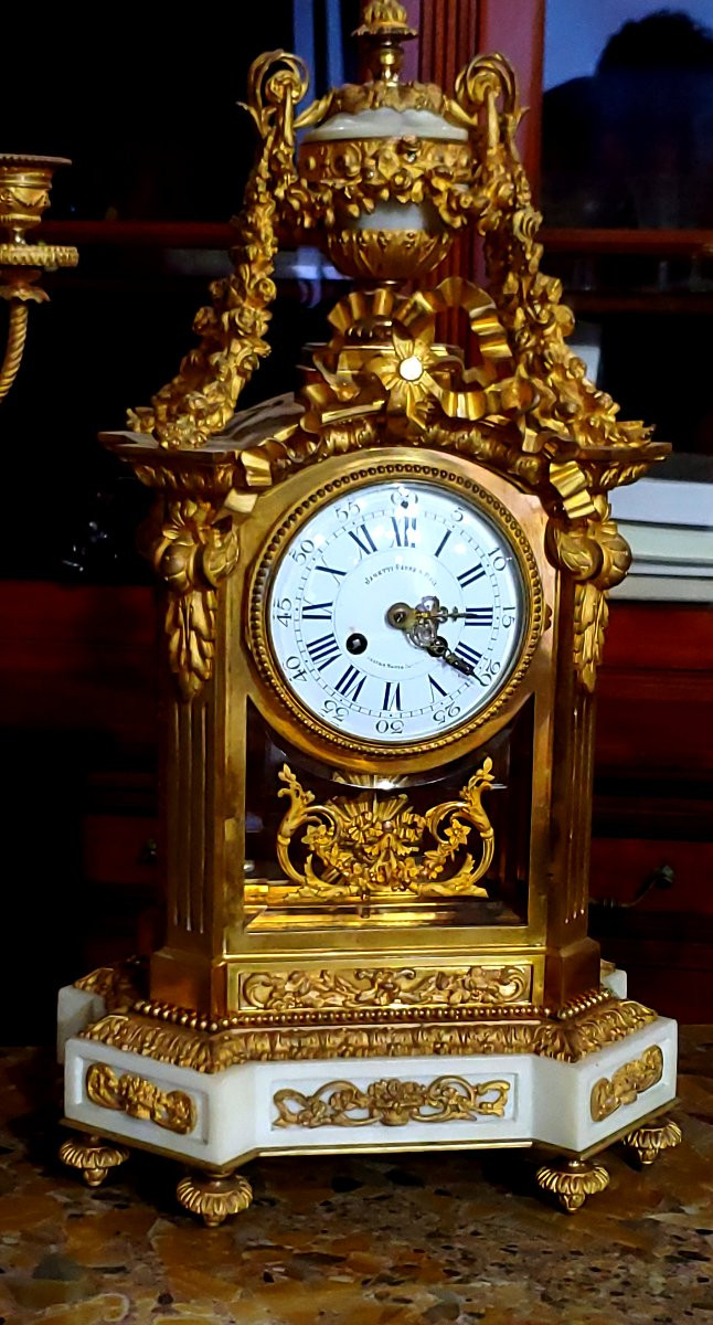 Antico Orologio con Candelieri  epoca Napoleone III -photo-2