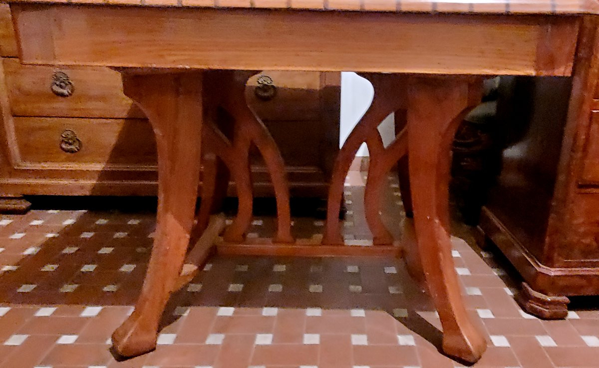 Antico tavolo epoca liberty Italiano ,di forma rettangolare 100x78 cm -photo-2