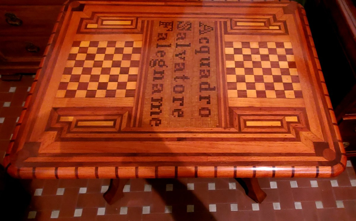 Antico tavolo epoca liberty Italiano ,di forma rettangolare 100x78 cm -photo-3