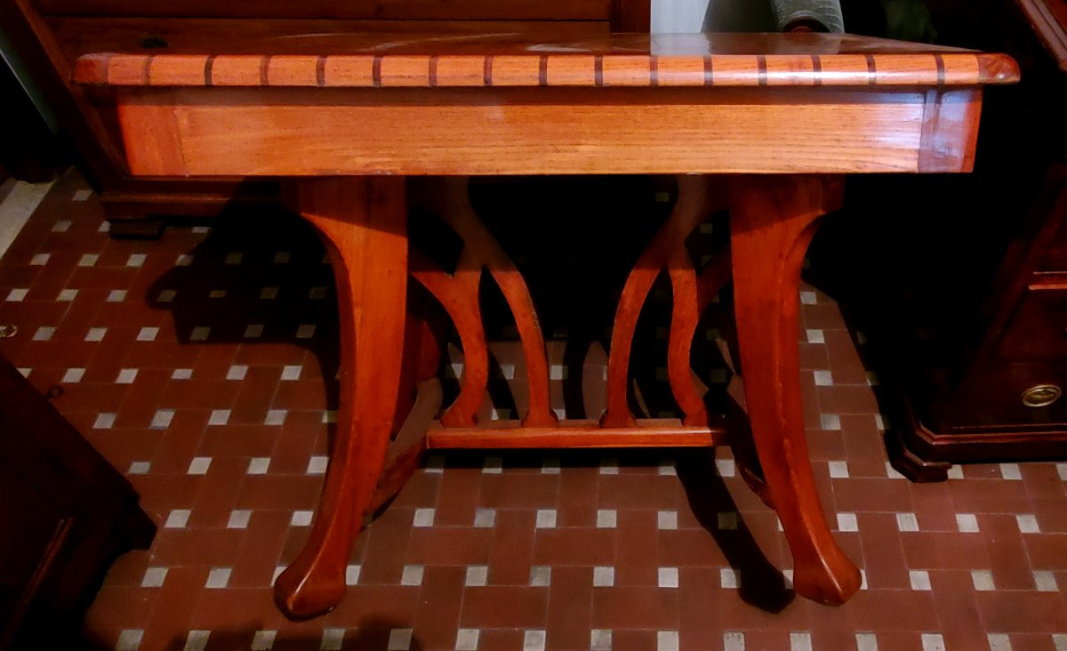 Antico tavolo epoca liberty Italiano ,di forma rettangolare 100x78 cm -photo-5