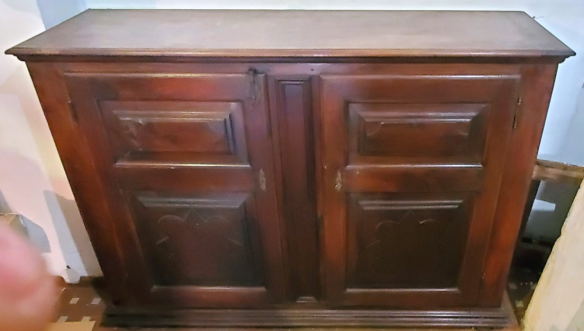 Antica credenza in legno di noce ,fine 1700 ,di manifattura Italia del nord .-photo-3