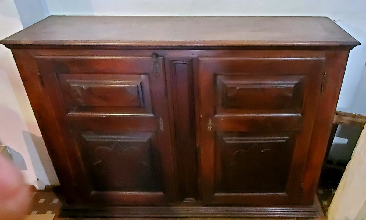 Antica credenza in legno di noce ,fine 1700 ,di manifattura Italia del nord .-photo-2