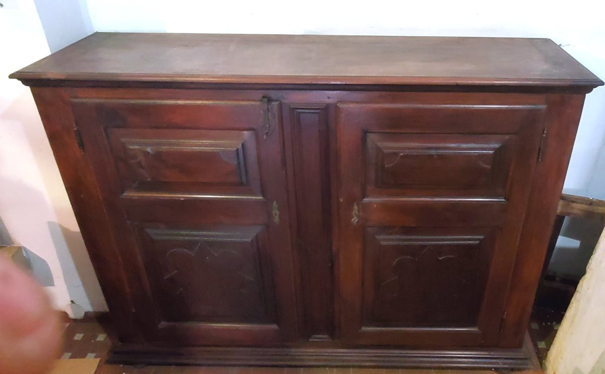 Antica credenza in legno di noce ,fine 1700 ,di manifattura Italia del nord .-photo-3