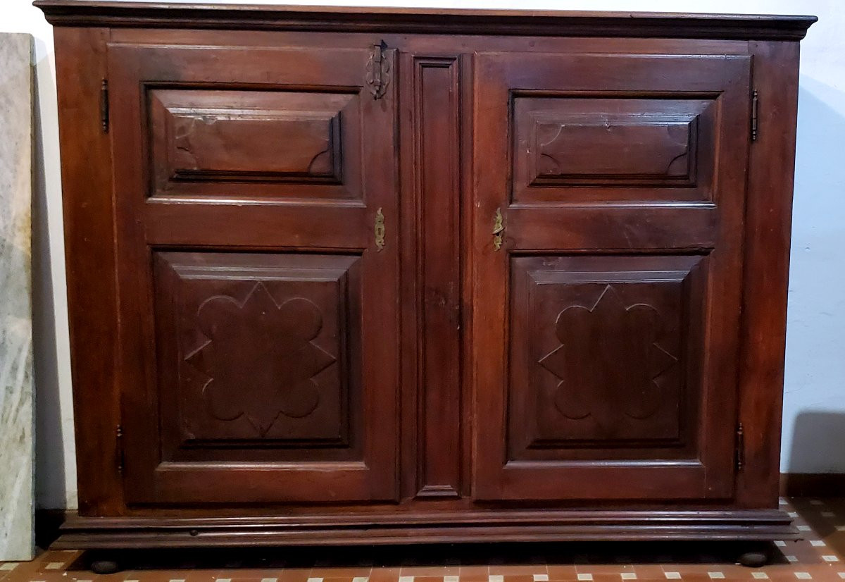 Antica credenza in legno di noce ,fine 1700 ,di manifattura Italia del nord .-photo-6