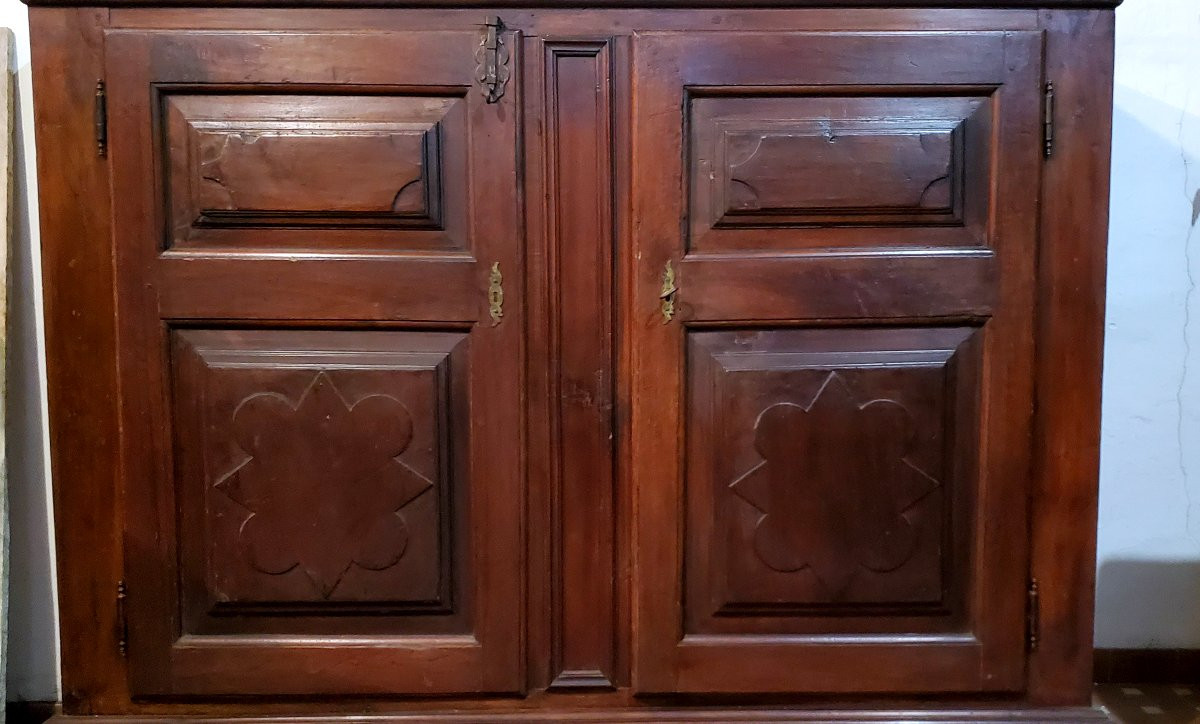 Antica credenza in legno di noce ,fine 1700 ,di manifattura Italia del nord .-photo-7