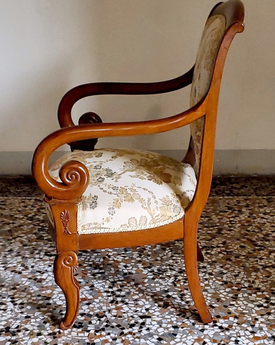 Antiche poltrone epoca Carlo x ,in legno di mogano ,di manifattura Francese . -photo-3