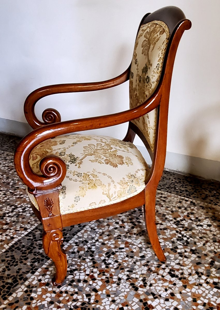 Antiche poltrone epoca Carlo x ,in legno di mogano ,di manifattura Francese . -photo-2