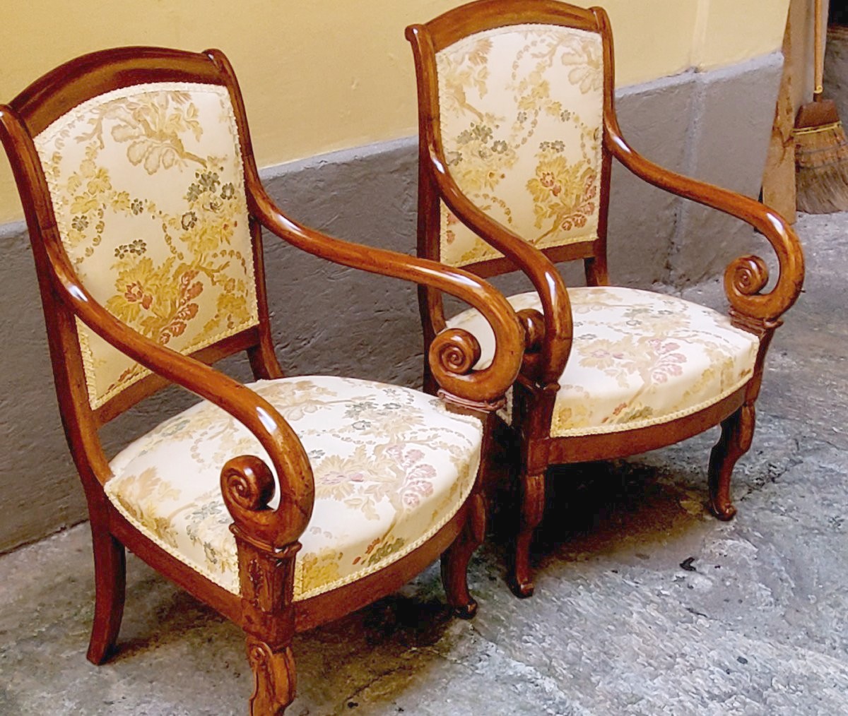 Antiche poltrone epoca Carlo x ,in legno di mogano ,di manifattura Francese . -photo-4