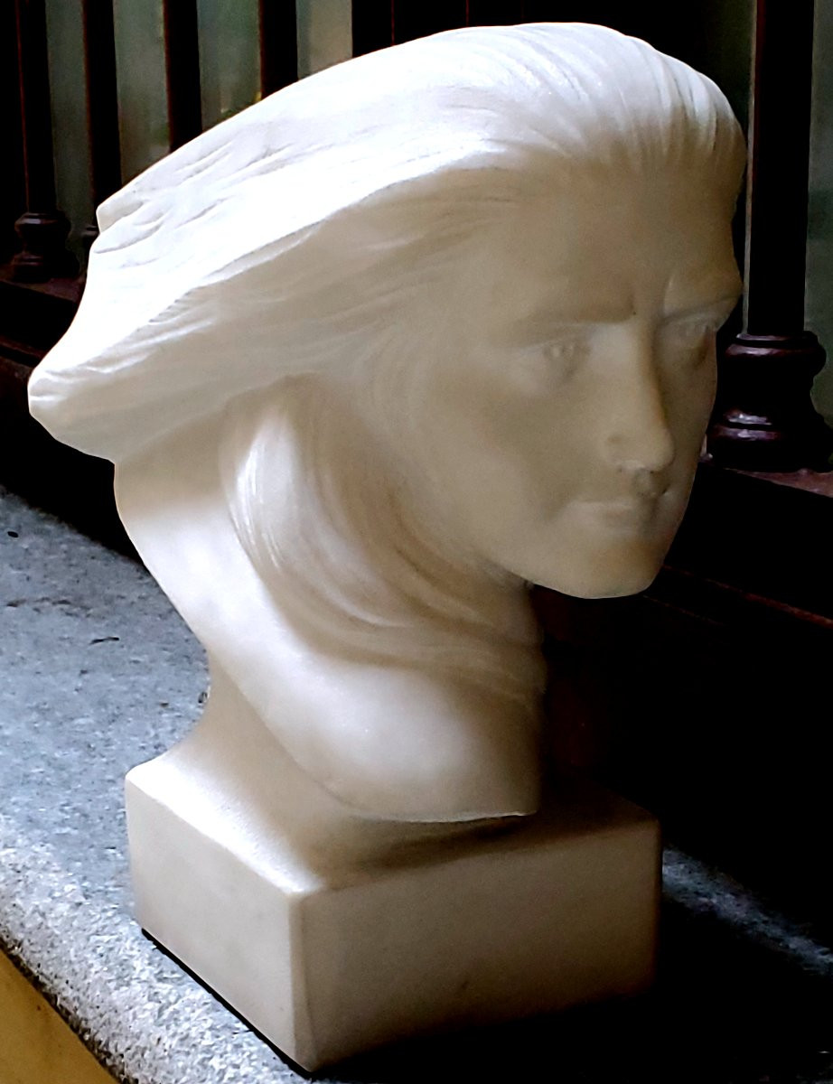 Scultura in marmo di carrara raffigurante Spirito del Vento -photo-3