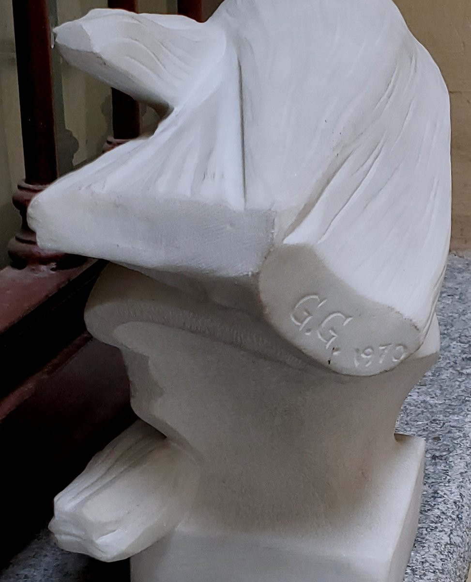 Scultura in marmo di carrara raffigurante Spirito del Vento -photo-4