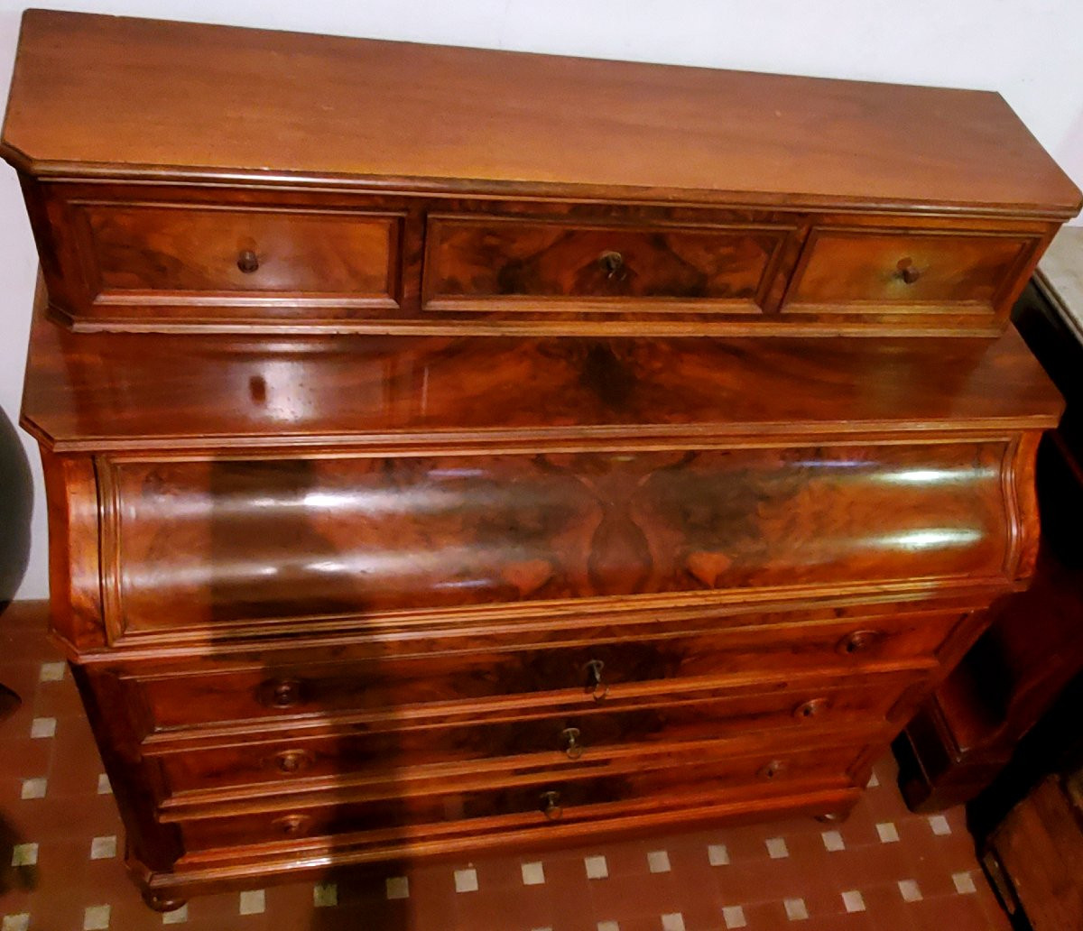 Ribalta antica epoca Luigi Filippo , di manifattura Francese in legno di noce -photo-6