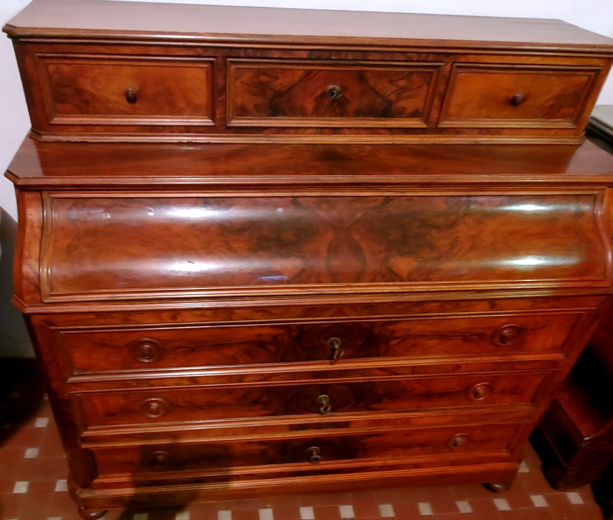 Ribalta antica epoca Luigi Filippo , di manifattura Francese in legno di noce -photo-7