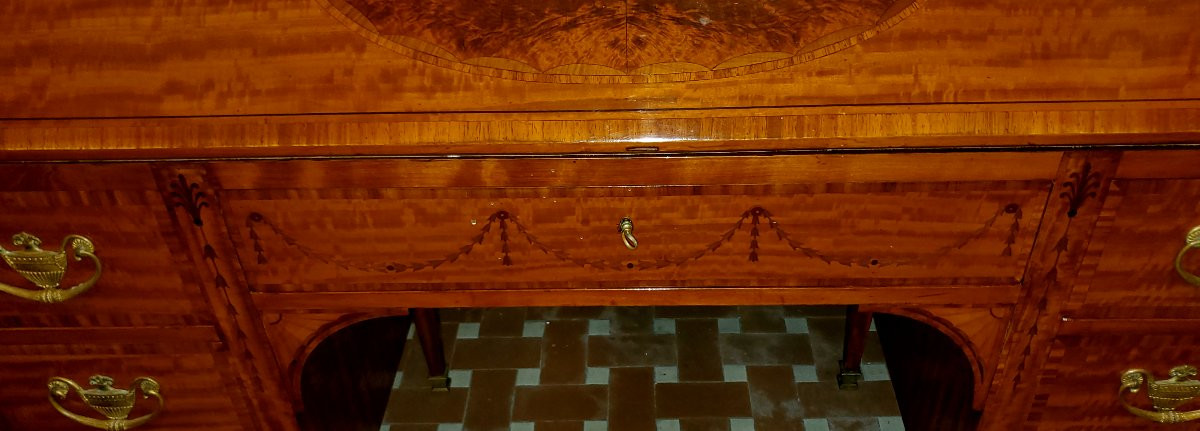 Antica ribalta Vittoriana di manifattura Inglese in legno di Satinwood .-photo-6