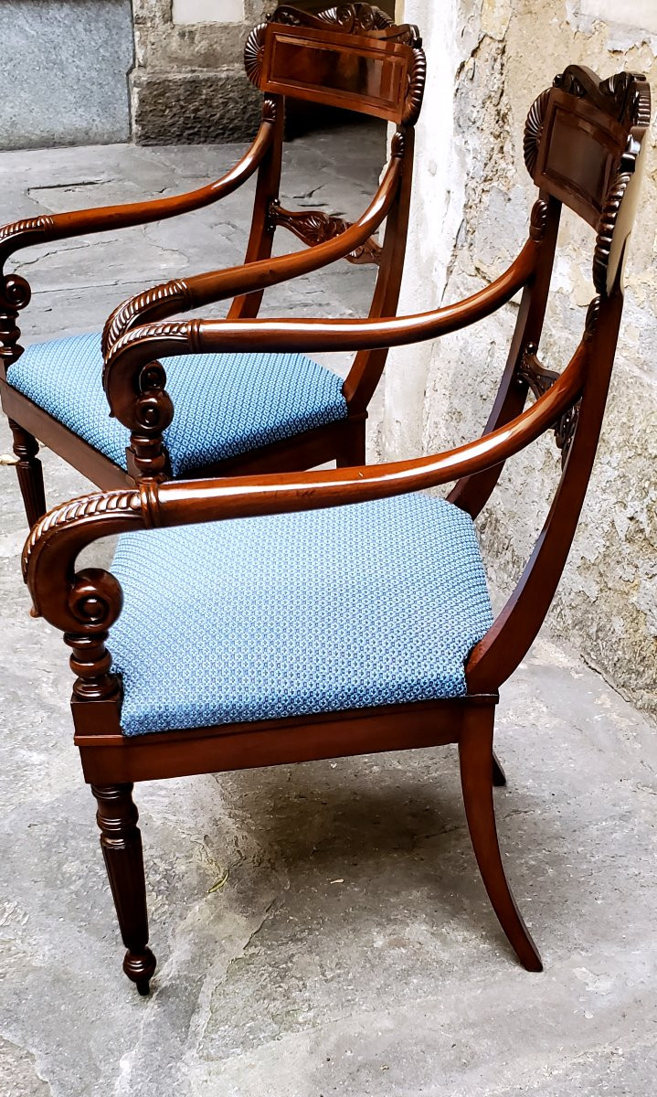 Antiche poltrone Carlo x in legno di palissandro .-photo-3
