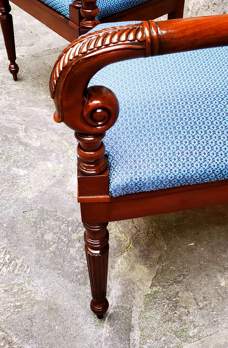 Antiche poltrone Carlo x in legno di palissandro .-photo-2
