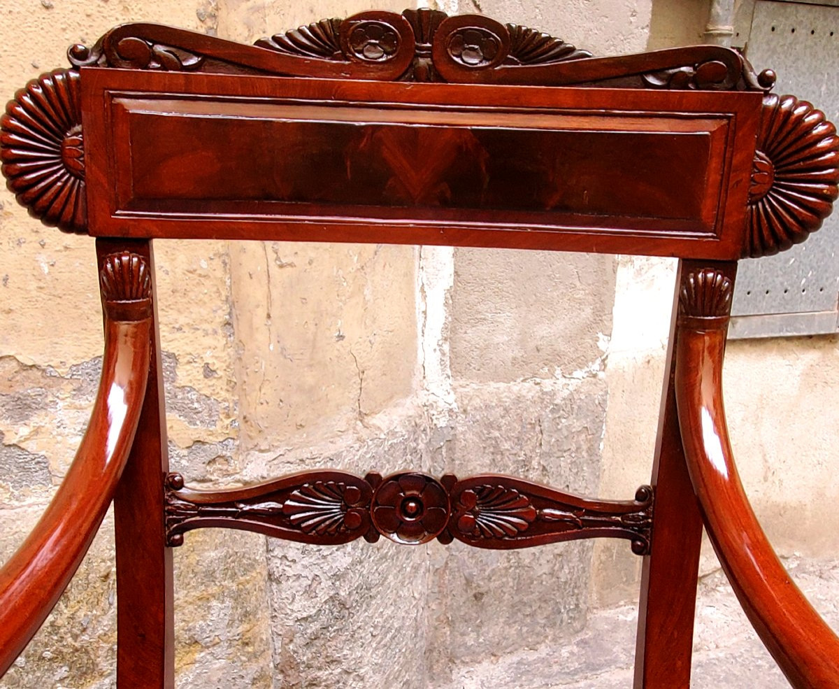 Antiche poltrone Carlo x in legno di palissandro .-photo-4