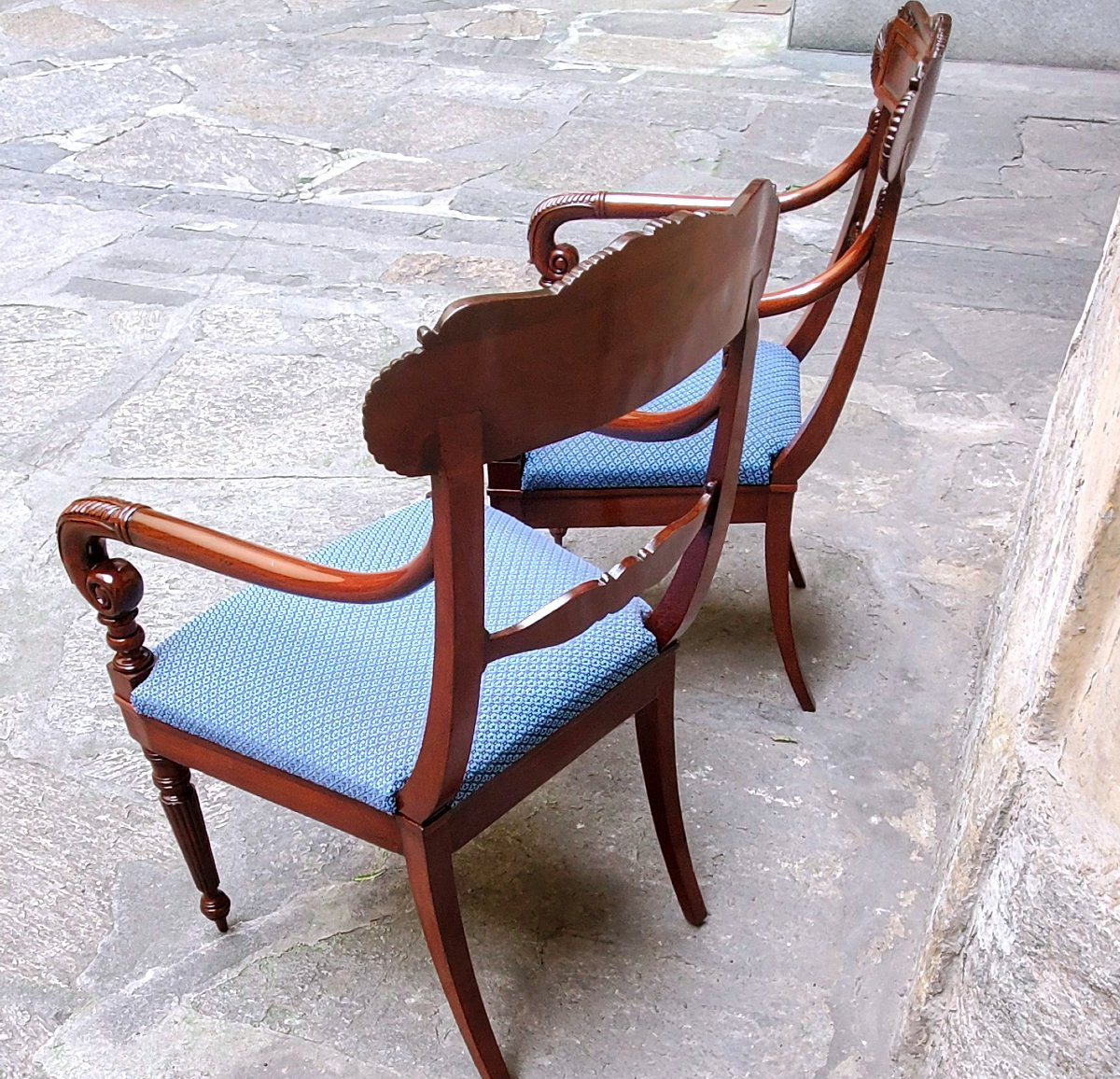 Antiche poltrone Carlo x in legno di palissandro .-photo-7