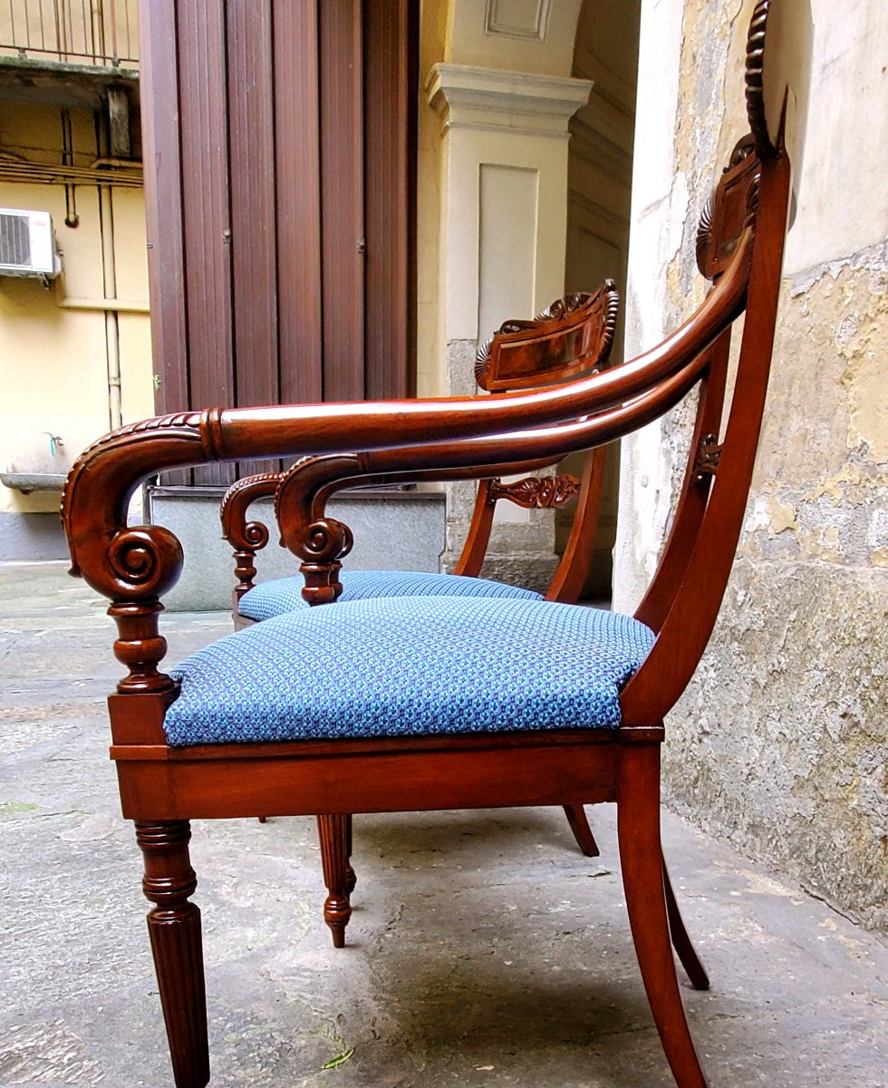 Antiche poltrone Carlo x in legno di palissandro .-photo-8