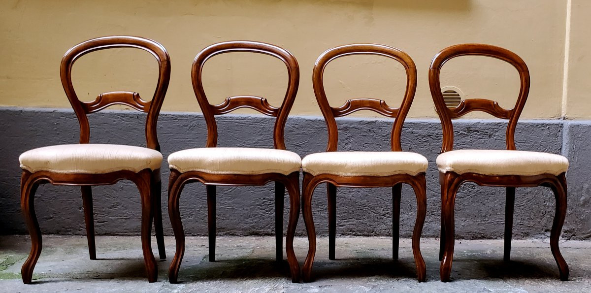 Antiche sedie Luigi Filippo in noce ,manifattura Italiana . -photo-2