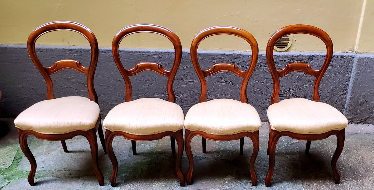 Antiche sedie Luigi Filippo in noce ,manifattura Italiana . -photo-2