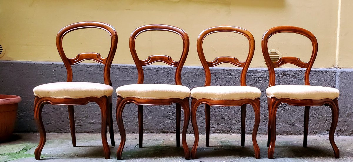 Antiche sedie Luigi Filippo in noce ,manifattura Italiana . -photo-3