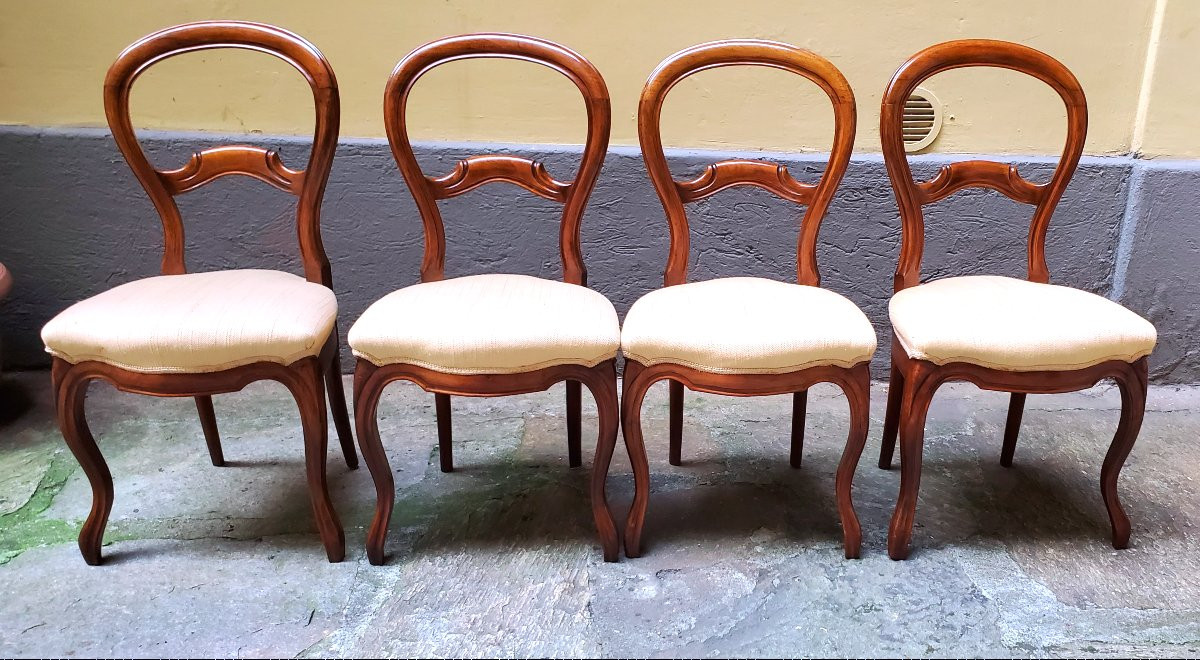 Antiche sedie Luigi Filippo in noce ,manifattura Italiana . -photo-5