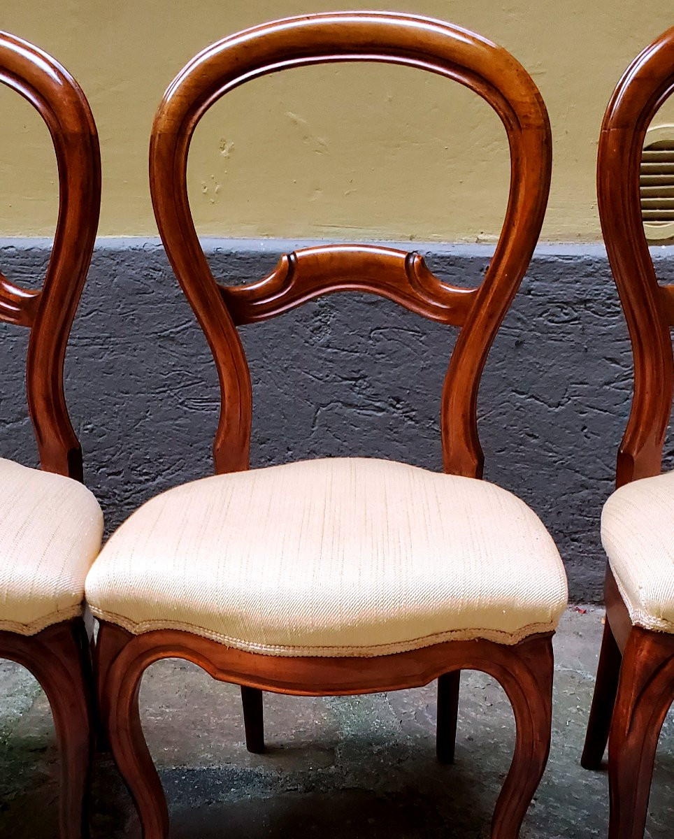 Antiche sedie Luigi Filippo in noce ,manifattura Italiana . -photo-6