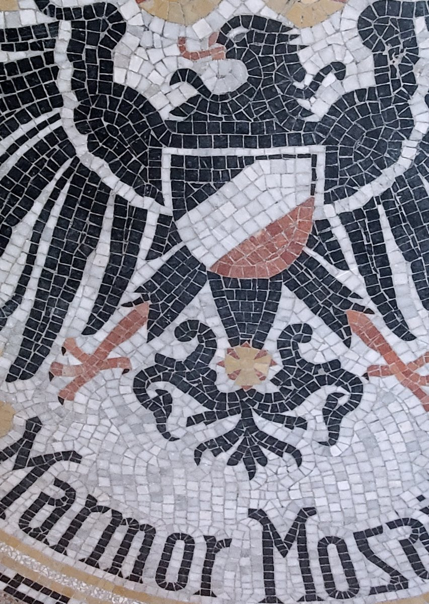 Antico Piano Art Decò in mosaico di marmo .-photo-3