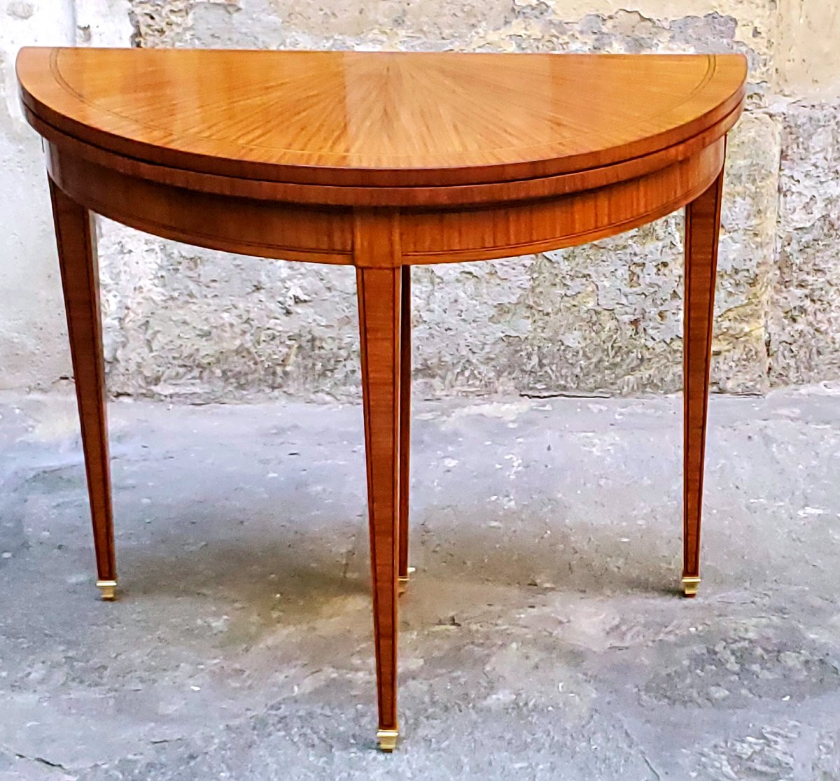 Antico tavolo da gioco a mezzaluna di manifattura Inglese -photo-3