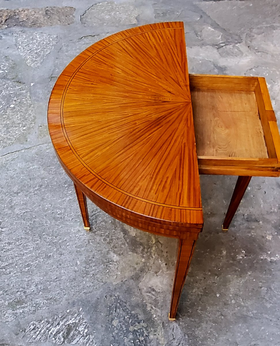 Antico tavolo da gioco a mezzaluna di manifattura Inglese -photo-4