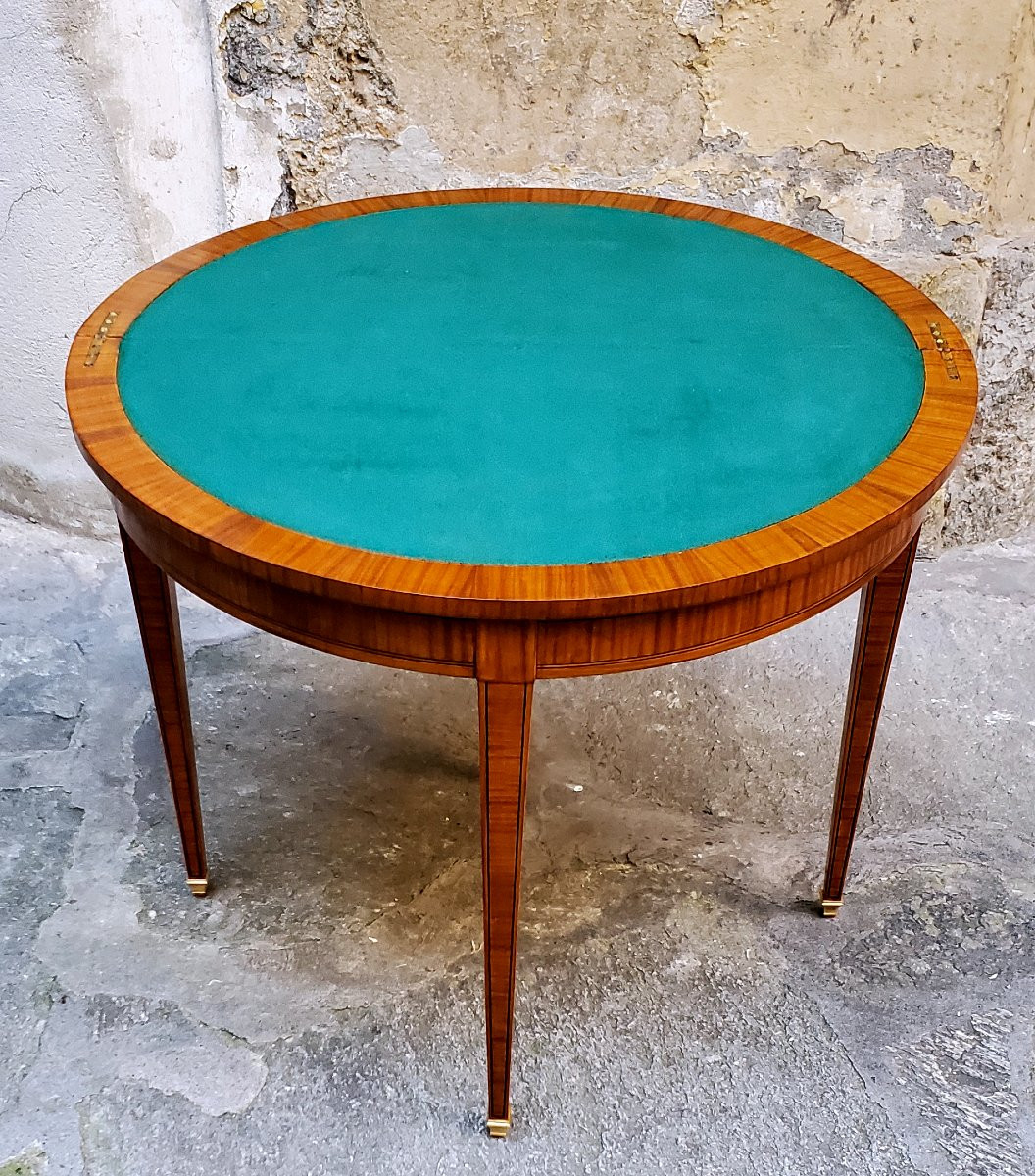 Antico tavolo da gioco a mezzaluna di manifattura Inglese -photo-1