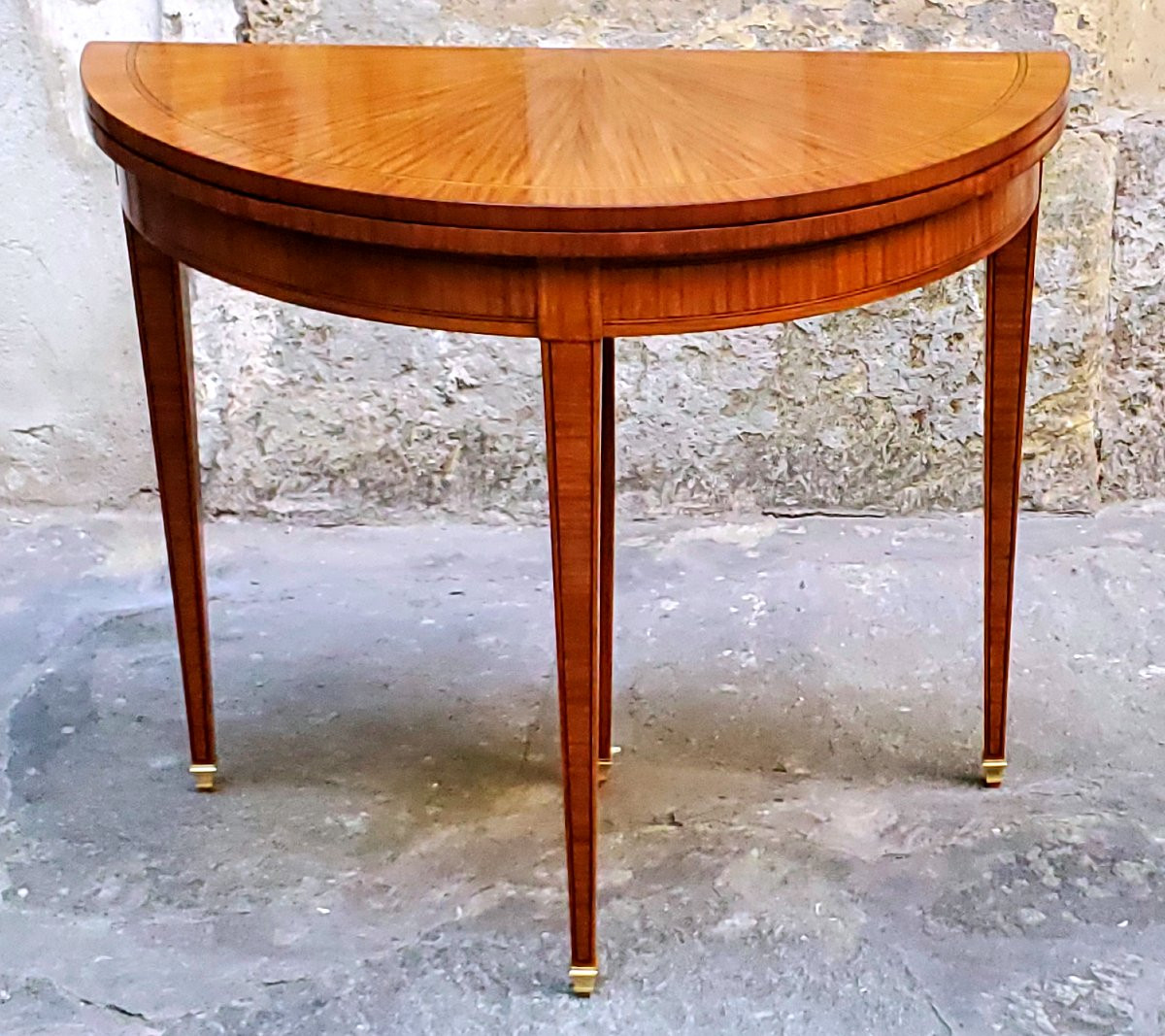 Antico tavolo da gioco a mezzaluna di manifattura Inglese -photo-3